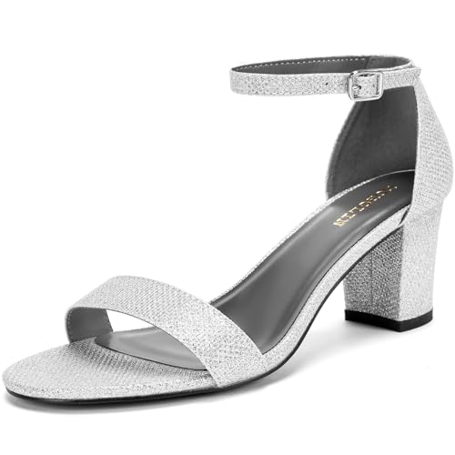Image of Women's Heeled Sandals Open Toe Ankle Strap 2.5-Inch Chunky Heels Dress Shoes Wide Feet Friendly