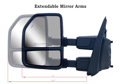 Replacement Driver Left Side Door Towing Mirror Power and Heated with Signal Light and BLIS Textured and Chrome Back Cover For Ford F-150 F-250 F-350 F-450 F-550 Super Duty from 2015 to 2020 - Image 5