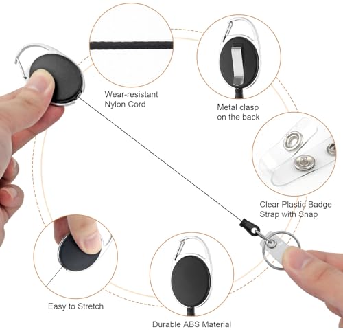 Pacote com 2 porta-crachás verticais com cordão retrátil ajustável | Porta-crachás retráteis, carret