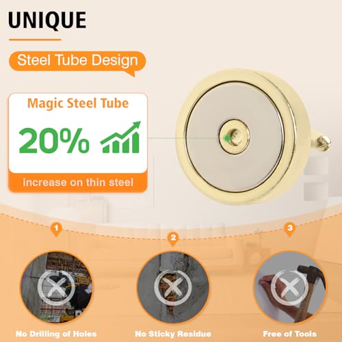 Image of Neosmuk Magnetic Hooks Steel Tube Design for Cruise,80lb+ Gold,10 Pack