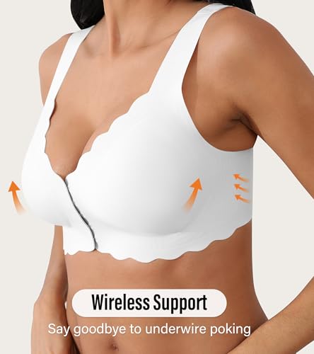 Image of Front Closure Bras for Women Seamless Wireless Push Up Bra No Underwire Full Coverage Comfort Bras Mastectomy Bralettes