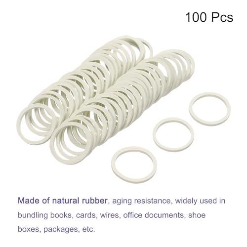 QUARKZMAN 100er Pack Gummiband Dehnbares Gummiband Weiß 15mm x 1.4mm Haargummis für Zuhause und Büro