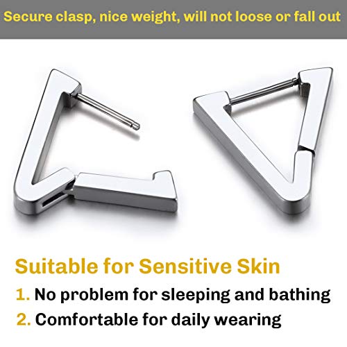 Chainshouse Earrings For Men Women Stainless Steel Triangle Punk Huggie Hoop Earrings #TOP2