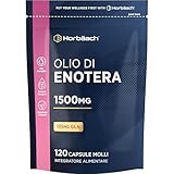 Olio di Enotera 1500 mg | Spremuto a Freddo | 120 Capsule | Evening Primrose Oil | Integratore con Omega 6 e Acido Gamma Linolenico GLA ad Alto Dosaggio | Horbaach