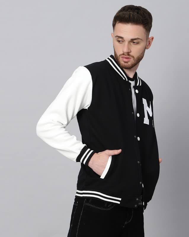 Image of BE SAVAGE Men's Cotton Blend Standard Length Varsity Jacket