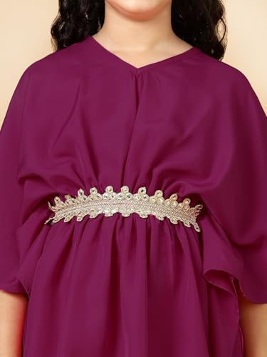 Image of A.T.U.N. (ALL THINGS UBER NICE) Girls Solid Kaftan with Flared Pant Set | Stylish Clothing Set