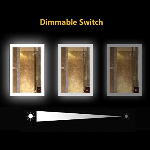 image for smartrun Wall-Mounted Lighted Backlit Mirror-Square Bathroom Vanity Mi