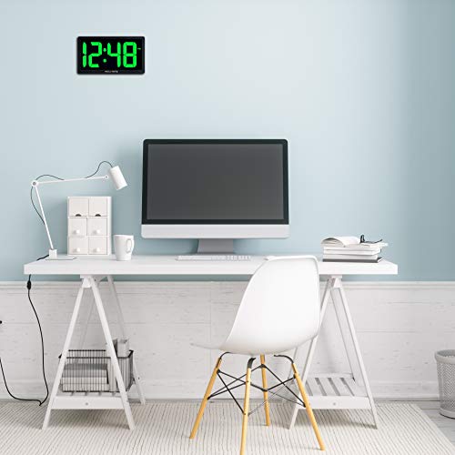 Acurite 75112M 10-Inch Led Digital Clock With Auto Dimming Brightness Green #TOP5