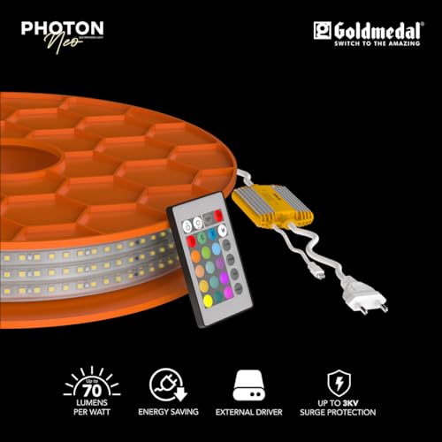 Image of Goldmedal Photon Neo 90W Rope Light 10 Meter | 120 LEDs|Decorative Rope Lighting for Home,Hall,Bedroom,Outdoor & Indoor|Strip Light for Ceiling,Cove | Cool Daylight(6500K)