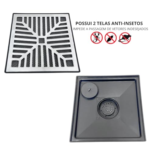 Ralo Quadrado 30x30 Alumínio Concavo Saída 4 polegadas (100mm) Sifonado