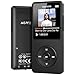 64GB Reproductor MP3 Bluetooth 5.3, AGPTEK MP3 Player, Reproductor MP3 Deportivo Portátil, 1.8" Pantalla de 70H de Reproducción, MP3 de Niños Radio FM, Externo hasta 128GB(Sin Auriculares), Negro