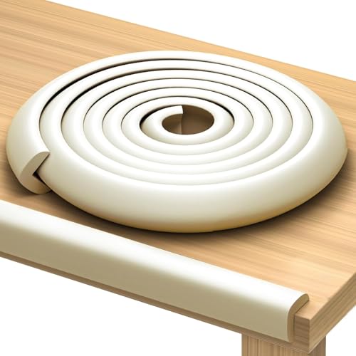 Mumoo Bear 6.56ft(2m) Edge Protector for Baby Proofing, Heavy-Duty Soft Furniture Edge Bumper Guards, Desk Edge Cushion, Wall Corner Covers, with13.1ft (4m) Adhesive, White