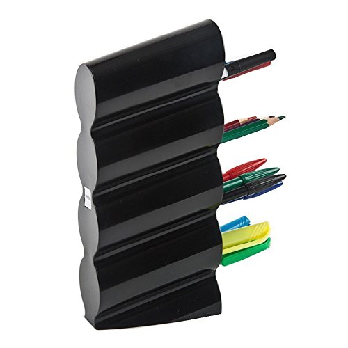 Ideas Wave soporte para bolígrafos lápices soporte 4 división para escritorio portapapeles caso corto bolígrafos, color negro