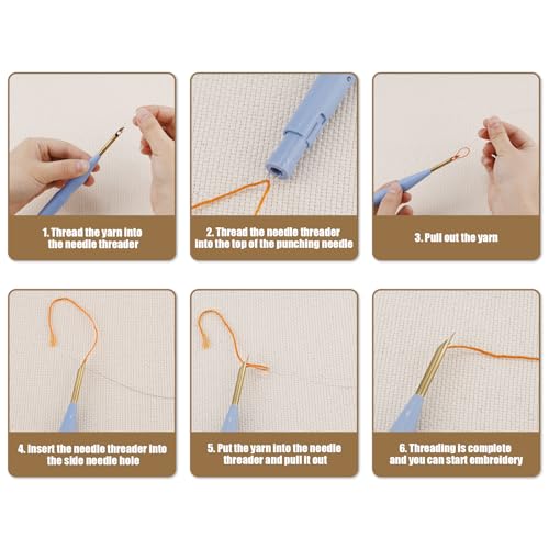 Image of 13pcs Punch Needle Kit, Adjustable Punch Embroidery Kit with 9 Embroidery Needles Sewing Art Needle Tools Set for Adult Beginners Embroidery Floss Cross Stitching DIY Craft Supplies