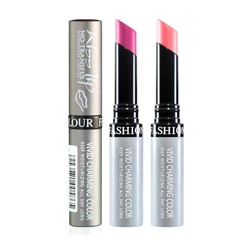 Image of Fashion Colour Kiss Lip No Transfer Lipstick, Waterproof, Smudgeproof, Long Lasting Combo (Warm Pink & Fuscous)