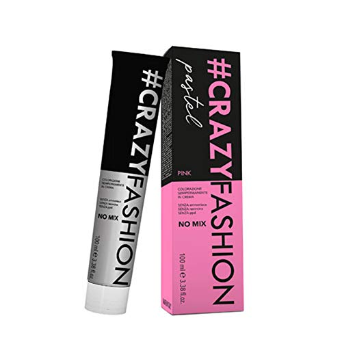 Crazy Fashion, Tinte Semipermanente, Sin Amoniaco, Resorcinol ni PPD, Tinte Semipermanente en Crema, Duración de 6 a 8 Lavados, Rosa Pastel, 100 ml