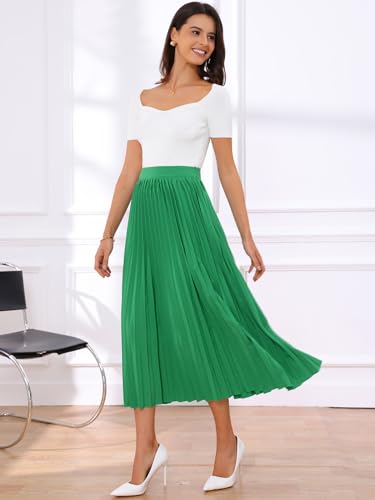 Allegra K Women's Elastic High Waisted Work Casual Flowy Long Pleated Maxi Skirts2