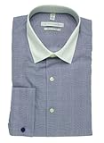 Geoffrey Beene Dark Plum Check Regular Fit French Cuff Dress Shirt 16 1/2 32-33