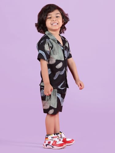 Image of POLKA TOTS Cotton Half Sleeves Shirt With Shorts, All Over Print Cord Set for Baby Boy Kids