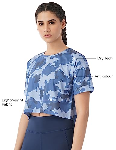 Image of PUMP'D Athleisure Women's Boxy Top for Gym -Lightweight, Anti-Odor, UV Protect, Ultra Soft Seams Cropped Regular Fit |Women for Training Wear | Workout Quick Dry Gym Wear Running Short T Shirt