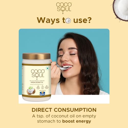 Image of Coco Soul Cold Pressed Unrefined Virgin Coconut Oil | 60% MCT | Multipurpose Usage | Daily Cooking| Keto Friendly | Naturally Cholesterol Free | A1 grade real coconut | From Makers of Parachute 500 ml JAR