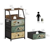 Tohomeor Dresser with Fabric Drawers Nightstand with 2 Tier Shelf Storage Tower for Bedroom Hallway Entryway Closet Organizer Sofa Beside Table Furniture (Multi, 3 Drawers) — image 2