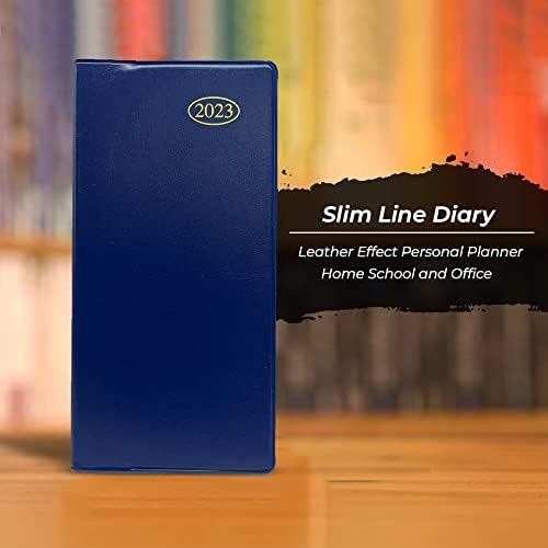 VR Angel 2023 Slim Line Diary Week to View Diary PVC Cover Desk Diary Leather Effect Personal Planner For Home School and Office Use - 60gsm Paper (Blue)