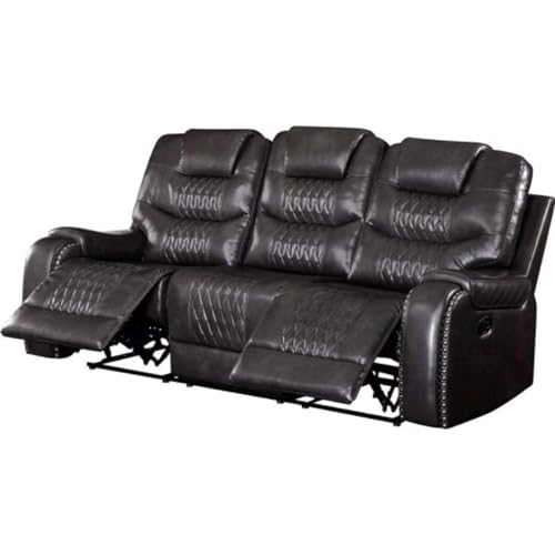 Image of Torque - Mikkel Leatherette Recliner Sofa 3+2+1 Seater Manual Black | Adjustable 6 Seater Recliner with Cup Holder Storage for Living Room Bedroom | 1 Year Warranty