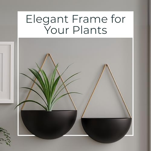 Set of 2 Metal Wall Decorative Planter Pot – Wall-Mounted Space-Saving Outdoor & Indoor Plant Pot – Minimalist Modern Garden & Home Decor Planters – 18" & 16" Black by Sagebrook Home - Image 3