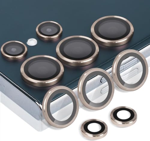 Image of Camera Lens Protector Compatible with Galaxy S24 Ultra | 9H Tempered Glass Camera Lens Guard | HD Clear Scratch Resistant Lens Cover | Case Friendly | Easy Installation Gold