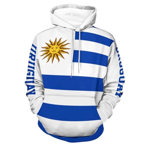 GONMFKM Sudadera con Capucha Unisex, Sudadera con Capucha con Estampado De La Bandera De Uruguay para Hombres Y Mujeres, Sudadera Cómoda Y Transpirable De Poliéster Harajuku, Sudadera con Capucha M