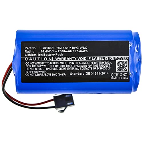 Batería compatible con DEEBOT 10002265 600 601 605 710 715 Deebot N79 N79S DN622 IKHOS S14 S15 und Tesvor X500, Ecovacs Eufy RoboVac 11 11S MAX 12 15C 15C T 30 35C 14.4V Li-Ion 2600mAh Cover