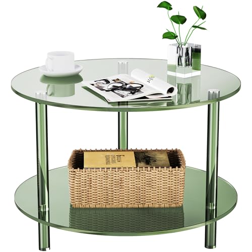 solaround Table Basse Ronde en Acrylique Transparente, 60 x 60 x 42 cm, pour Salon (Vert)