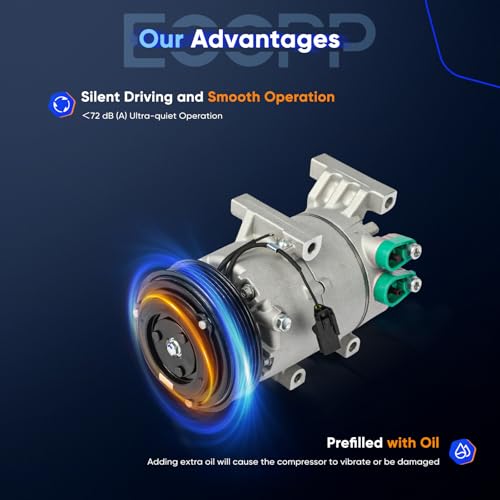 Image of ECCPP AC Compressor Fit for Kia Soul L4 1.6L 2012 2013 | Fast Cooling Air Conditioning Compressor Low Vibration Under 72db Reduces Engine Load Fuel Efficient