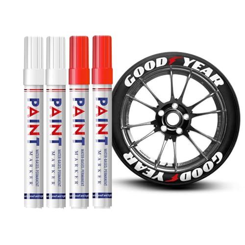 Altaroo 4 Stück Reifenstift, Reifen Stift Weiß Rot, Reifen...