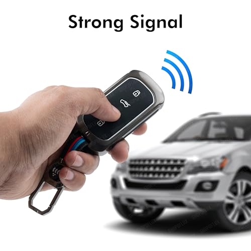 Image of SHOPOFLUX Metal Key Cover Compatible for Tata Curvv | Curvv EV Electric | Sierra | Safari | Harrier | 4 Button Smart Key Only (Metal Black Silicone)
