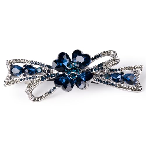 Dalababa Fermaglio per Capelli Donna, 1 Pezzi Mollette per Capelli Strass, Fermacapelli a Fiore Blu, Accessori per Capelli Elegante per Donne e Ragazze