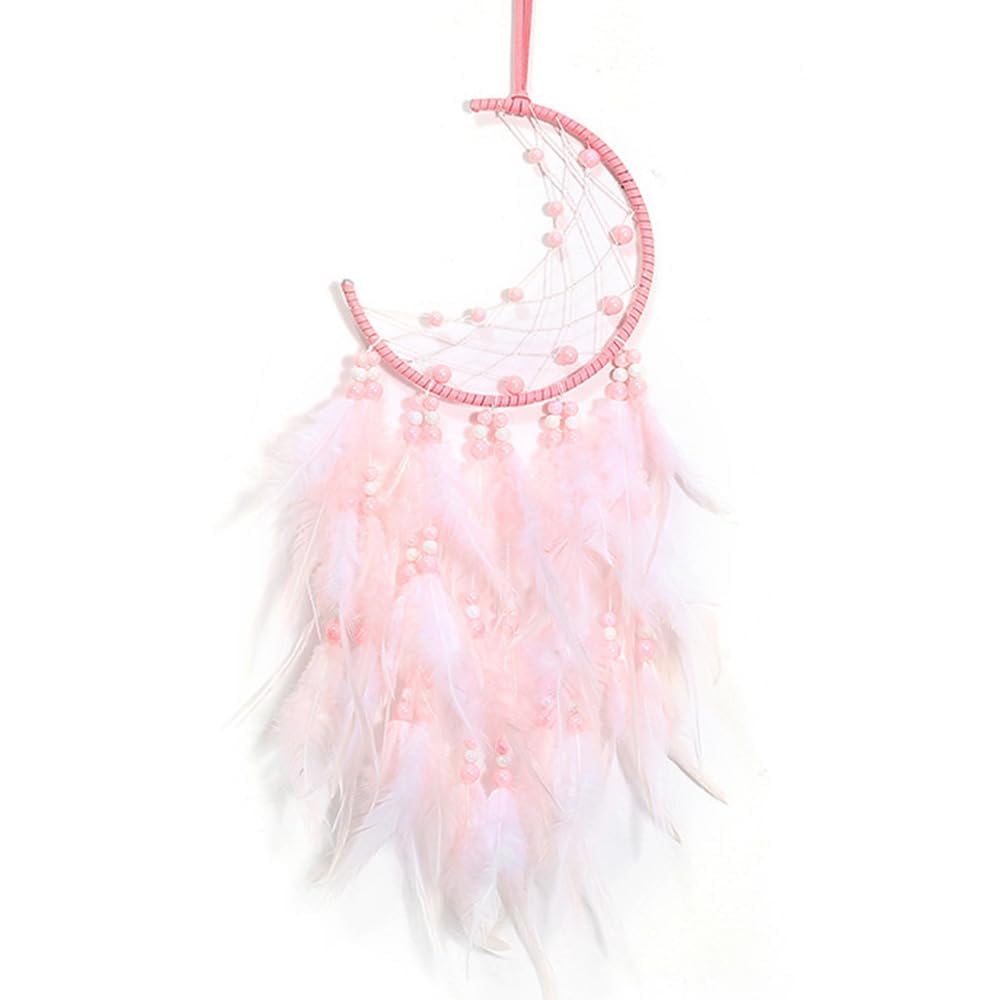 BetterJonny Dream catcher, 60cm Dreamcatcher Vintage Feather Handmade Bohemian Style Dream Catchers for Wall Hanging Home Decor Ornaments Handicraft Room Decoration Moon in a Dream