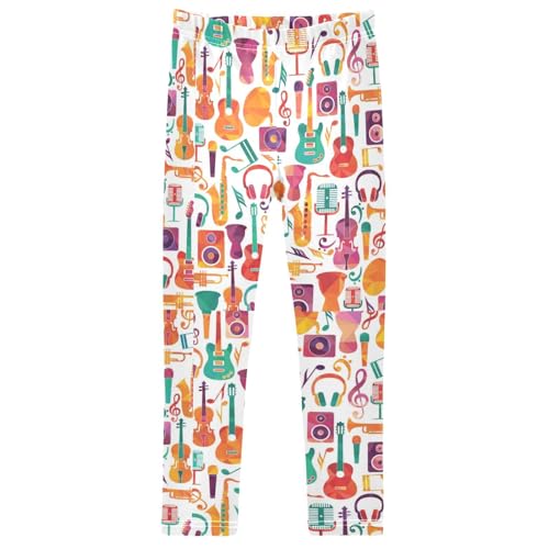 ZZXXB Colorful Violin Drum Girl's Leggings Soft Ankle Length