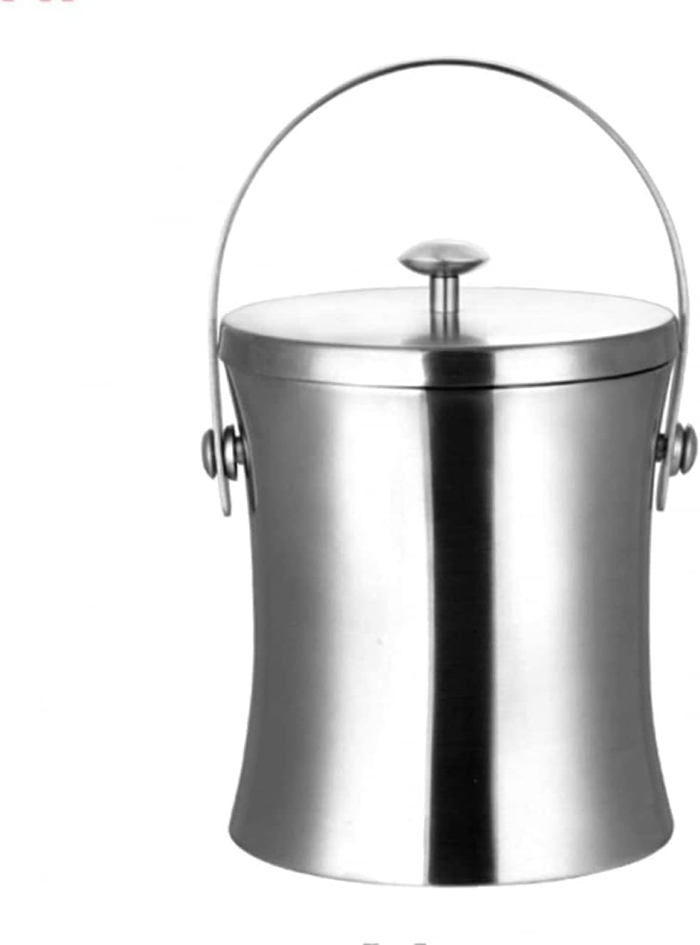 Ice Bucket and ice Tongs Set Ice Bucket, Double Wall Insulated Wine Cooler Beverage Bucket with Lid and Handle, Stainless Steel Ice Tray Wine Bucket-1L