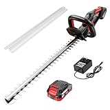 EWORK 20V 22-Inch Electric Hedge Trimmer Cordless 5/8" Cutting Capacity, Lightweight 4.3 Lbs, Battery Powered Bush Trimmer, Handheld Shrub Trimmers with Battery and Charger for Garden, Yard