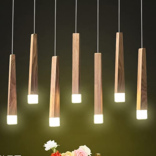 Lustre en bois design allumette avec LED réglable en hauteur pour salle à manger