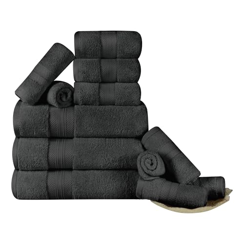 Superior Turkish Cotton 12-Piece Towel Set, 3 Bath, 3 Hand,
