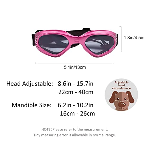 Pedomus Dog Goggles Dog Sunglasses Small Adjustable Strap For Uv Sunglasses Waterproof Protection For Dogs (Pink) #TOP4