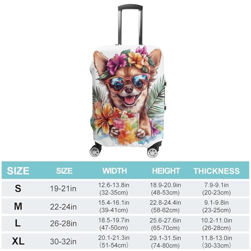 Dog Drinking Drink Flower Palm Leaves Luggage Cover Travel Suitcase Cover Luggage Protector 22-24 Inch2