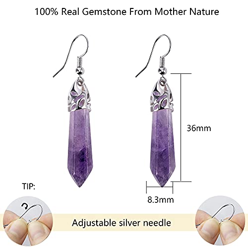 Real Natural Quartz Stone Healing Point Crystal Chakra Dangle Earrings Valentine's day Mother's day Gift4