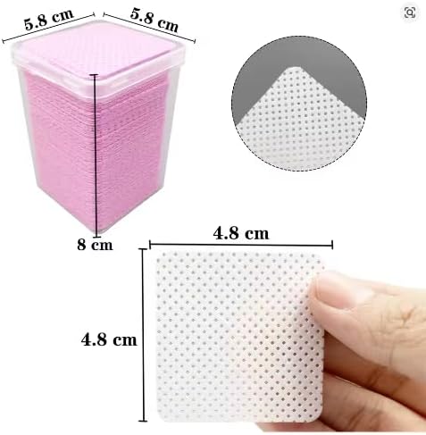 Nail Polish Remover Pads, 200 Count, Pink, 4.8 x 4.8 cm Storage Container