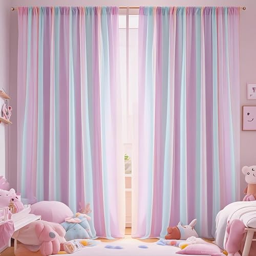 Eimilaly Rideaux Transparents Arc-en-Ciel pour Chambre à Coucher/Fête à thème/Mariage, Rideaux Transparents à Pochette à Tringle, 84 Pouces de Long...