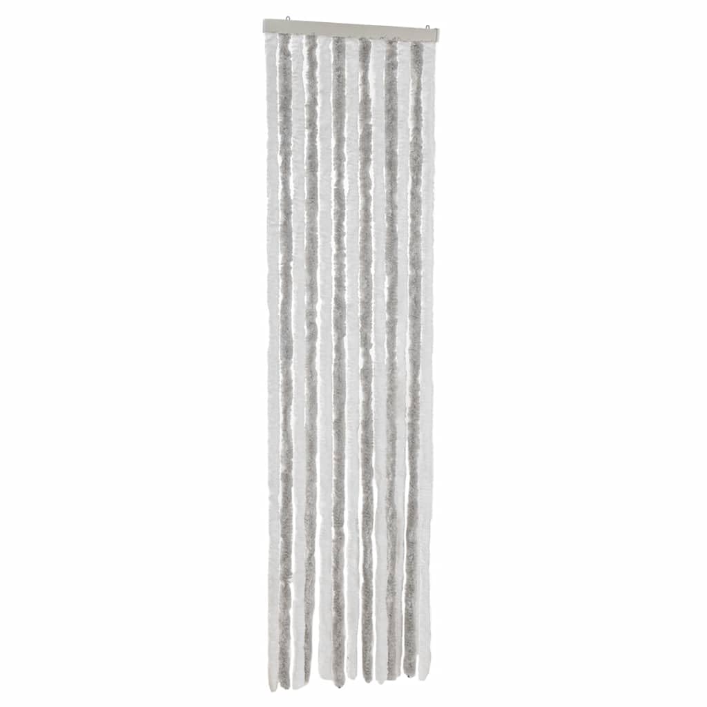 vidaXL Fly Curtain, Fly Screen for Window Living Room Doorways, Door Curtain for Decorations, Fly Blind, Light Grey and White 56x185 cm Chenille