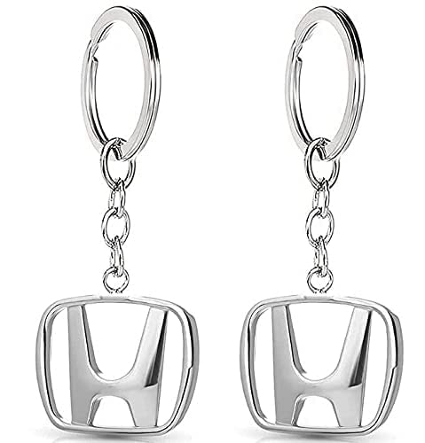 Steal The Dealz Metal Keychain/Keyring Compatible with Honda to Hold your Car, Bike, Home & Office Keys, Silver, Pack of 2